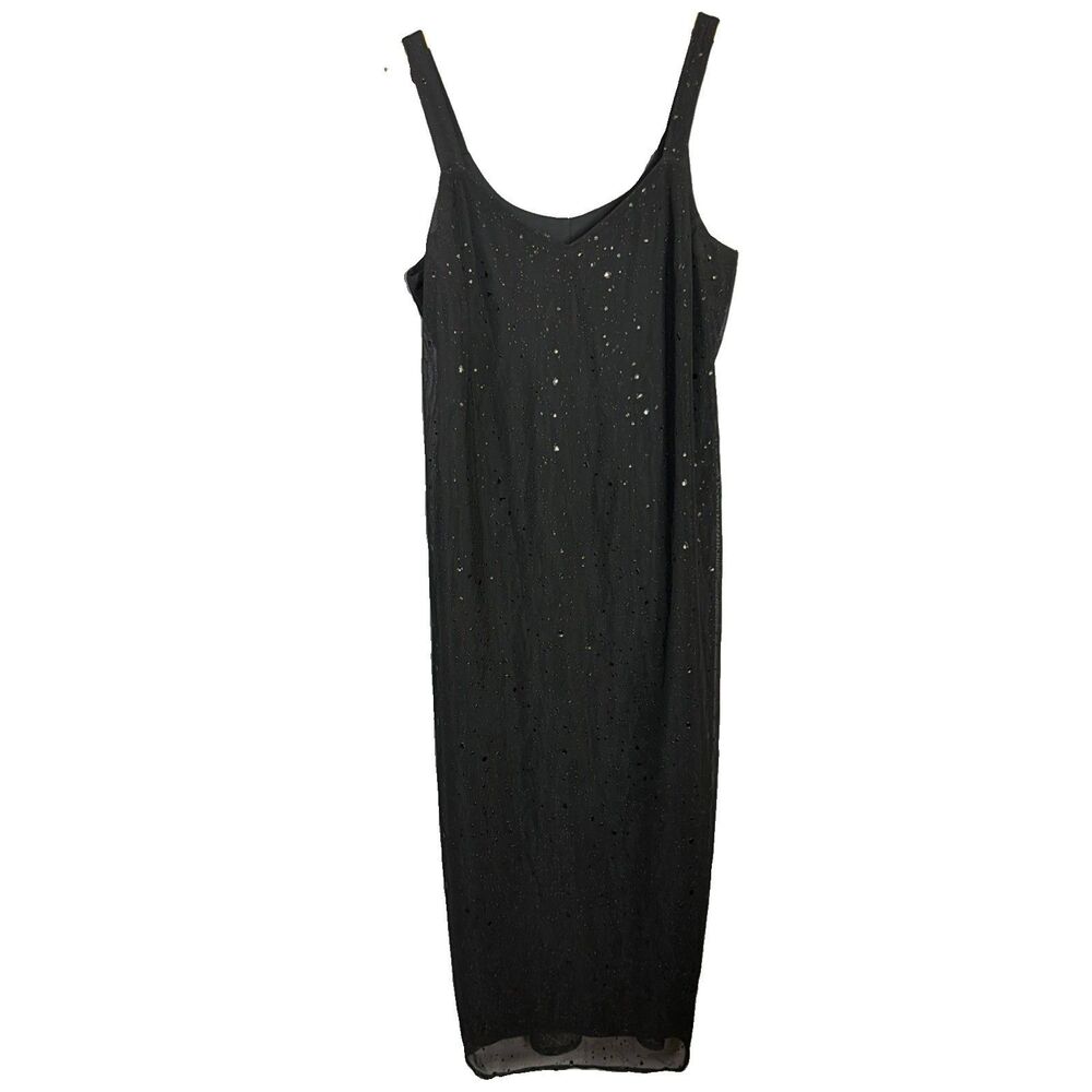 Onyx Nite By Wendy Chaitin Plus Size 22 Black Long Sleeveless Maxi Dress Droplet